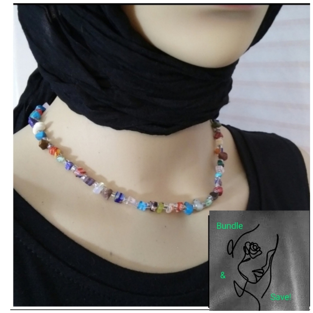 Handmade Colorful BEADED Necklace Like New